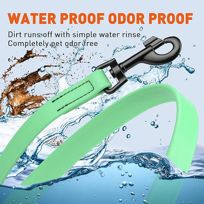Dogline Biothane Waterproof Dog Leash Strong Coated Nylon Webbing with Black Hardware Odor-Proof Easy to Clean High Performance for Small or Large Dogs Made in USA 4 or 6 ft Lead, Sea Foam Green