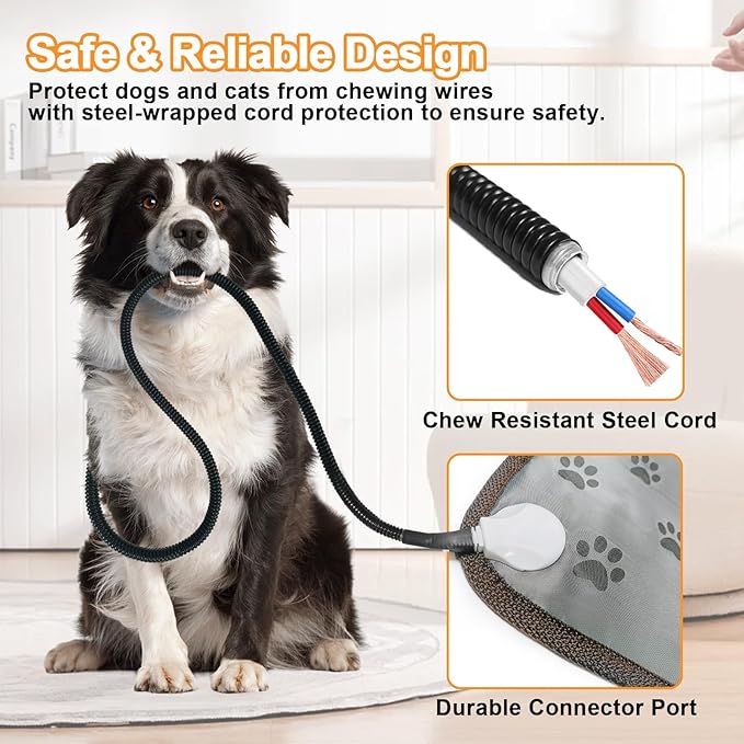 Bestio Cat Heating Pad, 18×18In Waterproof Heated Dog Caat Bed, UL&MET Dual Certification, Pet Heating Pads for Cats Dogs with Smart Switch Can Freely Adjust 1-24 Hours - Paw