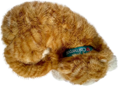 Calmeroos Plush Heartbeat Toys - Calming Separation Anxiety Relief Toys for Puppies and Kittens - Heartbeat Simulator in a Soft Comforting Pillow Pet Plush for Dogs and Cats (Orange Stripe)