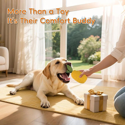 Pineapple Dog Toys for Aggressive Chewers, Indestructible Chew Toy with Squeaker for Large Dogs - Durable Rubber Puppy Teething & Interactive Play