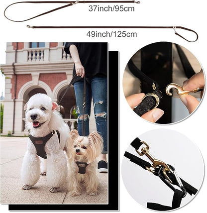 Puppytie No Pull XXS Puppy Harness with Multifunction Dog Leash,Soft Adjustable No Choke Escape Proof Pet Harness Vest,Black,XXS