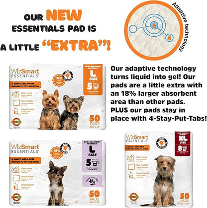 WizSmart Essentials Pads XL – Extra Large Dog Pads 23.5" x 35.4", Disposable Absorbent Pads for Large Dogs, Puppies, Senior Dogs, Incontinence, Urine, Water, Potty Training, Home, Travel - 10 Count