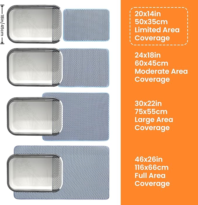 Petinstinct Small Cat Litter Mat, 20x14’’ Double Layer Honeycomb Cat Litter Box Mat, Non Slip Waterproof Urine Proof Litter Trapping Mat for Floor, Kitty Litter Pad, Indoor Pet Supplies, Blue