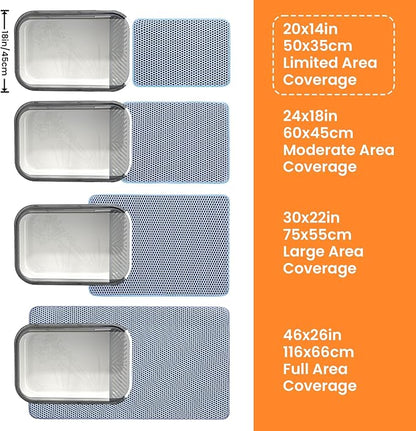 Petinstinct Small Cat Litter Mat, 20x14’’ Double Layer Honeycomb Cat Litter Box Mat, Non Slip Waterproof Urine Proof Litter Trapping Mat for Floor, Kitty Litter Pad, Indoor Pet Supplies, Blue