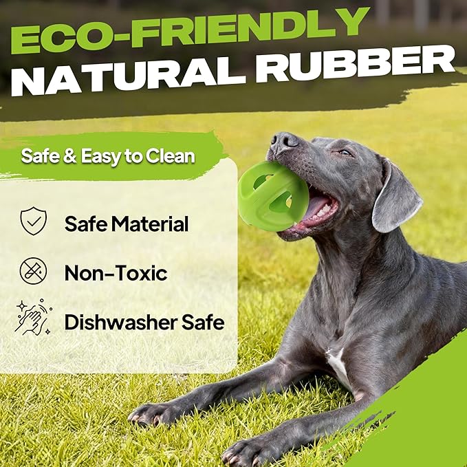 Fida Natural Rubber Dog Balls for Aggressive Chewers, Durable Dog Chew Toys for Large Dogs, Interactive Fetch & Tug of War Toys for Medium Large Breed Non-Toxic Dish Washable,4.5 * 4.5"
