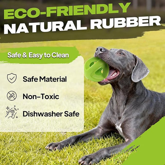 Fida Natural Rubber Dog Balls for Aggressive Chewers, Durable Dog Chew Toys for Large Dogs, Interactive Fetch & Tug of War Toys for Medium Large Breed Non-Toxic Dish Washable,4.5 * 4.5"