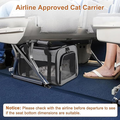 RENEWREVITAL Pet Carrier, Breathable Mesh Design, Soft Cat Carrier with Shoulder Strap, Comfortable Travel Solution, Grey