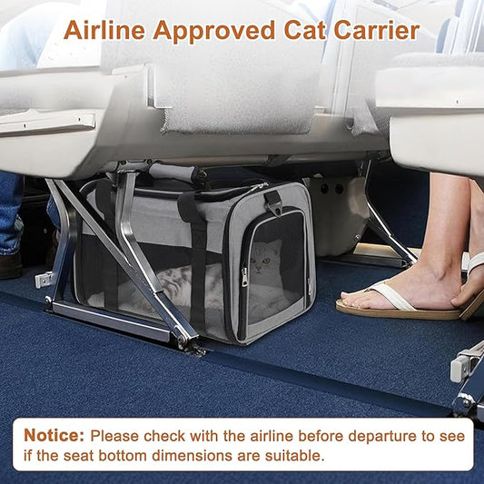 RENEWREVITAL Pet Carrier, Breathable Mesh Design, Soft Cat Carrier with Shoulder Strap, Comfortable Travel Solution, Grey
