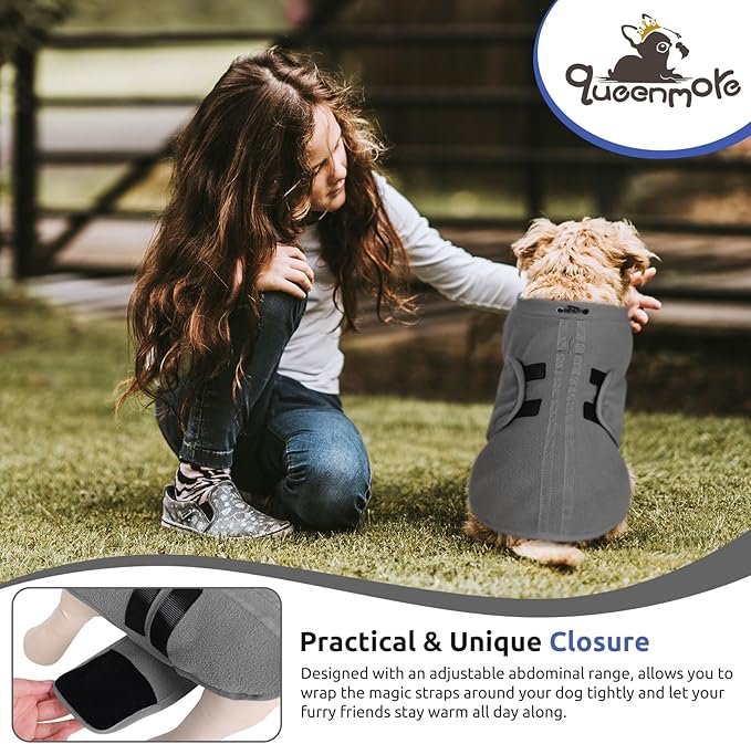 Queenmore XXL Dog Sweaters, Soft Fleece Vest Pullover Dog Jacket with Leash Hole, Warm Winter Dogs Clothes Cold Weather Doggy Dachshund Sweater for Large Dogs Cats Boy or Girl (Grey, XXL)