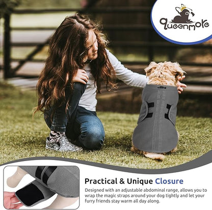 Queenmore XXL Dog Sweaters, Soft Fleece Vest Pullover Dog Jacket with Leash Hole, Warm Winter Dogs Clothes Cold Weather Doggy Dachshund Sweater for Large Dogs Cats Boy or Girl (Grey, XXL)