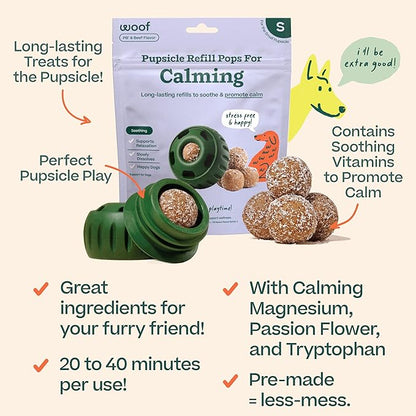 WOOF Pupsicle Refill Pops for Calming - Long-Lasting Refills for The Pupsicle Toy to Promote Calm - Calming Dog Treats - Magnesium for Dogs- Small Pops - 10 Count