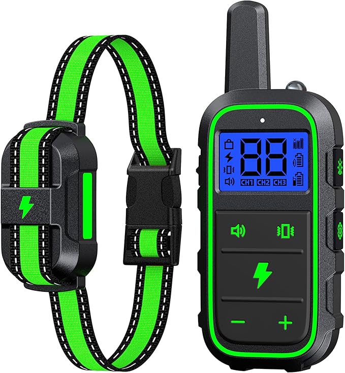 DogStop Dog Training Collar Electric Dog Collar with 4 Training Modes and Rechargeable Remote Waterproof Range 3300Ft for Small Medium Large Dogs(Green)
