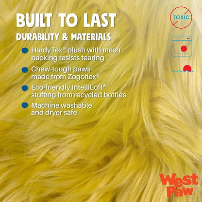 WEST PAW Rowdies Bjorn Durable Plush Dog Toy with Reinforced Seams Chew Resistant Design and Interactive Squeaker for Playtime Indoors or Outdoors Bundle for Dogs Who Deserve The Best - Citrus