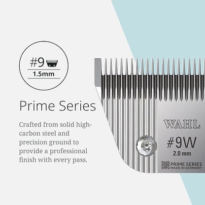 Wahl Pro Animal Wide Prime Series Blades - Professional Fine Tooth Pet Clipper for Horse, Cat & Dog Grooming - Made from High-Carbon Steel - #9W, 2.0mm