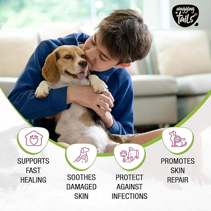 Wagging Tails Wound Care Spray - 3.38 fl oz | Active Nano Silver Cleanse & Heals - Cuts, Infections, Abrasions | Recovery Liquid for Dog & Cat of All Breeds | Gentle Antiseptic Soothes Inflammation