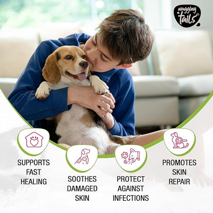 Wagging Tails Wound Care Spray - 3.38 fl oz | Active Nano Silver Cleanse & Heals - Cuts, Infections, Abrasions | Recovery Liquid for Dog & Cat of All Breeds | Gentle Antiseptic Soothes Inflammation