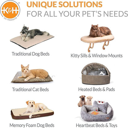K&H Pet Products Bolster Kitty Sill Cat Window Perch Bed for Large Cats, Orthopedic Window Hammock Holds 40 lbs, Washable Cover, Indoor Windowsill Furniture Bed Seat - Tan/Kitty Unheated 14 X 24in