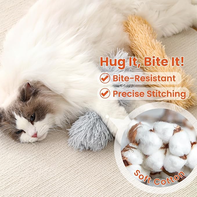 3 Pack Cat Pillow Toys with Catnip, Soft Plush Crinkle Cat Kicker Toys, Interactive Indoor Kitten Chew Toys for Kitty Exercise, Catnip Toys, Promotes Self Play