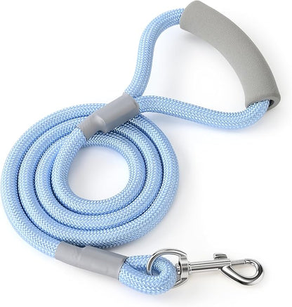 Mile High Life Dog Leash, with Comfortable Padded Handle, Blue Nylon Rope Leash with Steel Tips, Heavy Duty 4 Feet Pet Leashes (Blue,48 Inches)