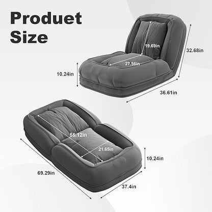 KEIKI Human Dog Bed for Adults, Giant Dog Bed with Adjustable Recliner Function, Foldable Nest Sofa with Pillows for Bedroom or Living Room, Gray