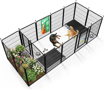 FXW Rollick Unleashed Dog Playpen for Indoor, Yard, RV Camping, 40 inch 16 Panels Dog Pen with Connectors (Pack of 2) for Medium and Large Dogs│Patented