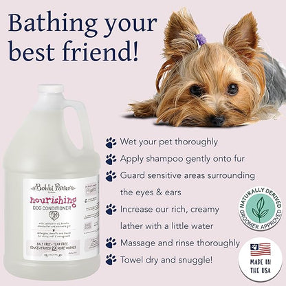 Bobbi Panter Nourishing Dog Conditioner - Detangles & De-Matts with Natural Safflower Oil, Keratin, Shea Butter, Aloe Vera for Fur, Sea Air Scent, 10:1 Concentrate,Made in The USA, 1 Gal. (Case of 4)