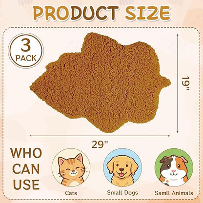 BrightRow 3 Pack Self Warming Pet Bed Leaf Shape Self Heating Cat Dog Mat Washable Thermal Sleeping Pad for Indoor Outdoor Hedgehog, Bunny, Sugar Glider, Rat, Chinchilla(Orange,Large-19 x29)