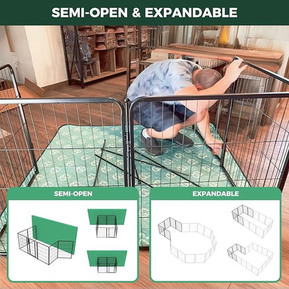 FXW Homeplus Unleashed Indoor Dog Playpen - Stress-Free and Safe Play, Heavy Duty 40 Inch 32 Panels Dog Pen for Medium and Large Dogs, Black│Patented