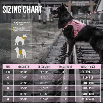 OneTigris Tactical Dog Harness Vest,No-Pull Service Dog Vest with Hook & Loop Panels,Adjustable Dog Vest Harness for Walking Hiking Training(Pink,XXS)