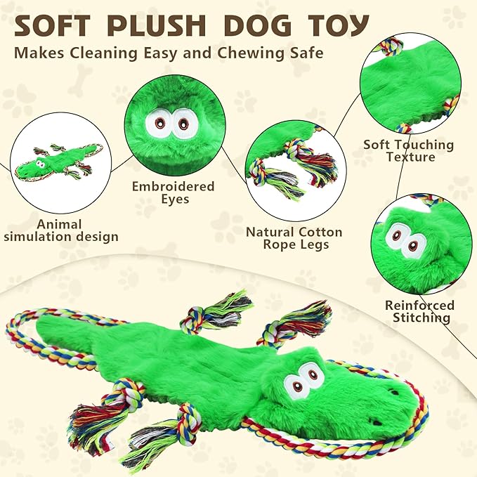 No Stuffing Squeaky Dog Toys,Tug of War Dog Toy with Pull Rope, Interactive Dog Toys Dog Gifts for Small,Medium Dog
