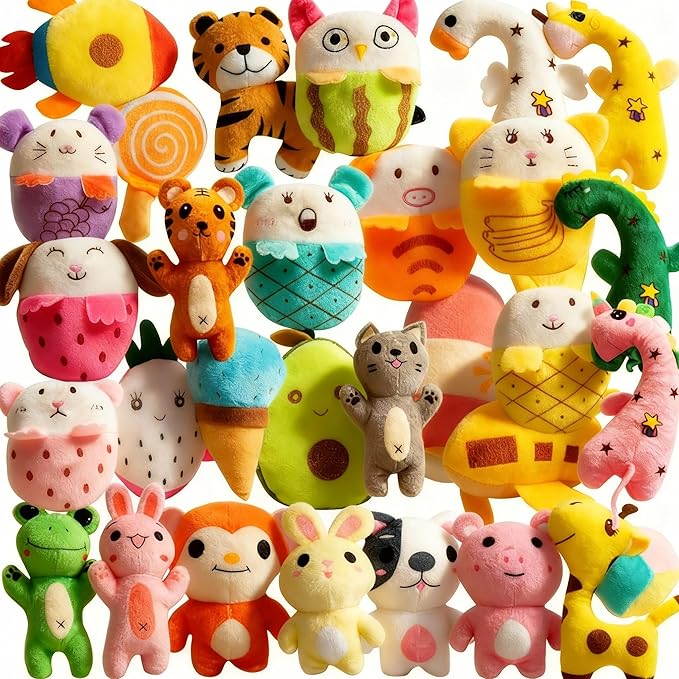 30 Pcs Dog Squeaky Toys, Cute Plush Small Dog Toys with Squeakers,Interactive Puppy Chew Toys for Small Medium Dogs Teething