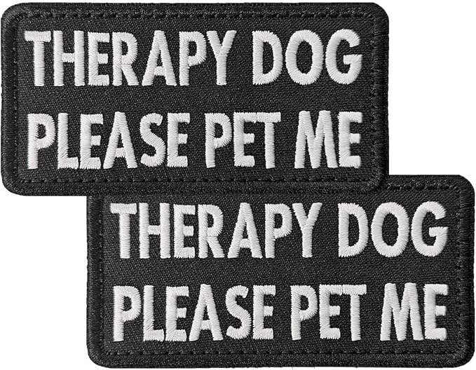 TACVEL 2 Pieces Therapy Dog Please Pet Me Dog Patches, Service Dog Patches with Hook Backing for Service Animal Vests, Harnesses