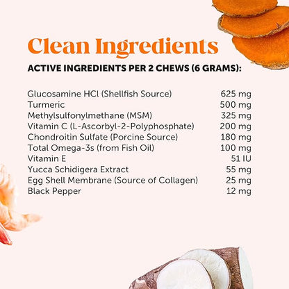 Pet Honesty Hip & Joint Health Soft Chews for Dogs, Joint Supplement with Glucosamine Chondroitin, MSM, Turmeric, Joint Support + Mobility, May Reduce Occasional Discomfort (Chicken 180 Count)