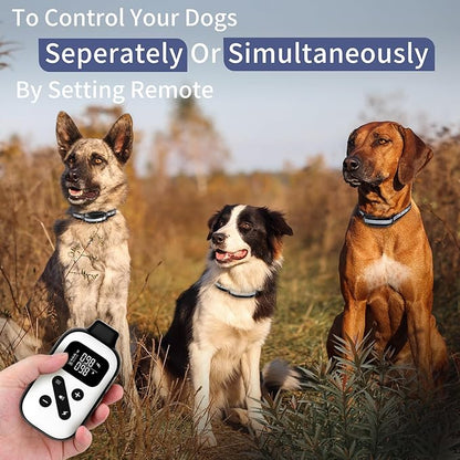 PetJoy 3 Dog Shock Collar for Large Dogs, Automatic Bark Collar with Remote, Bark and Training Collar Combo, Shock Collar with 5 Adjustable Levels of Sensitivity