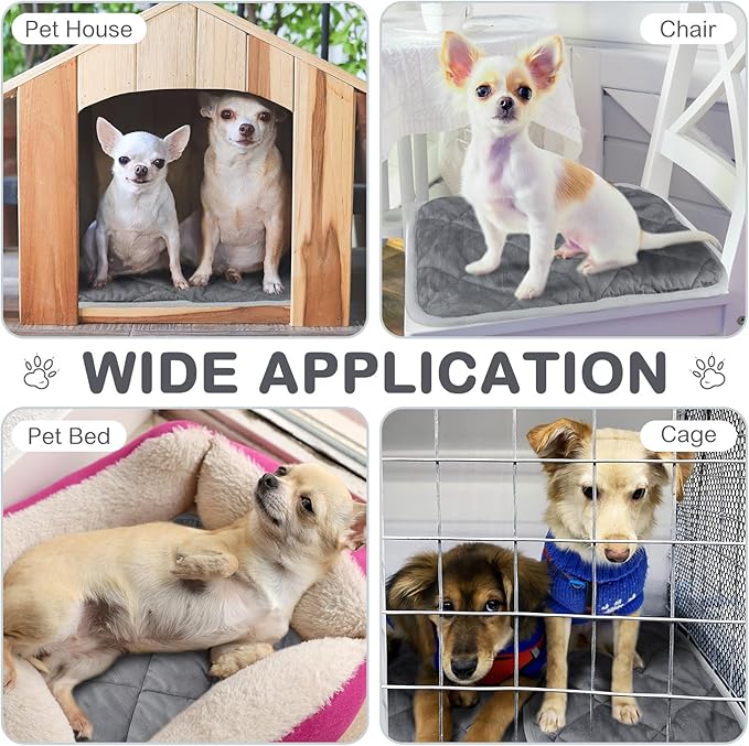 Clysee 8 Pack Self Heating Cat Mat Self Warming Cat Bed Extra Warm Thermal Pet Bed Mat Reflects Body Heat Washable Dog Crate Pad for Indoor Outdoor Pets(Gray,16 x 16 Inch)