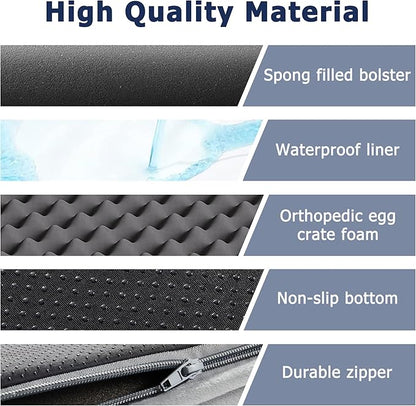 WESTERN HOME Dog Beds Large Sized Dog, Orthopedic Large Pet Bed with Waterproof Lining, Removable Washable Cover and Nonskid Bottom, Medium Couch, Grey