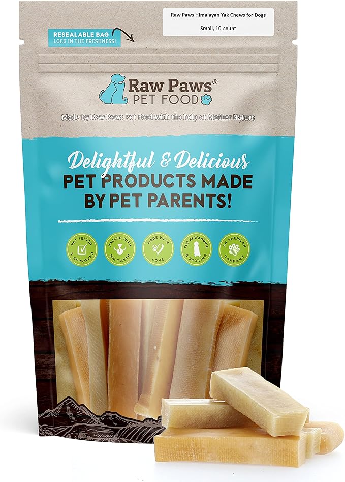 Raw Paws Himalayan Yak Chews for Dogs, Small Chews (10 Count) - Packed in USA - Tibetan Yak Cheese Dog Chew for Small Breeds - Hard Milk Dog Chew Bones - Single Ingredient - Long Lasting