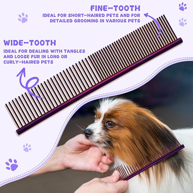 Professional Dog Scissors Set - 7 Inch/8 Inch Curved Chunkers & Thinning Shears with Grooming Comb