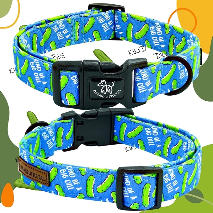 Elegant little tail Dog Collar, Pet Collar Blue Puppy Collar Plastic Durable Holiday Female or Male Cotton Adjustable Pet Collar with Quick Release Buckle for Large Dogs
