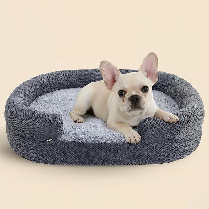 Miorun Oval Dog Bed, Orthopedic Dog Bed for Medium Dogs, Memory Foam Pet Couch with Supportive Structure, Removable Washable Cover, Durable and Stylish Dog Bed for Crate Home and Travel Use