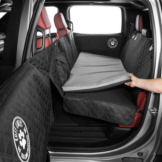 Ruff Liners Dog Bed for Car Back Seat, Medium Gray – As Seen on Shark Tank – Fits Medium Seat Extender – Non-Slip Base, Waterproof Cover, Machine-Washable – Dog Mat for Car with Rebound Foam Comfort