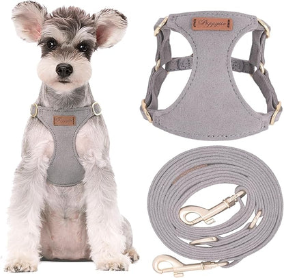 Puppytie No Pull Small Dog Harness with Multifunction Dog Leash,Lightweight Soft Adjustable No Choke Escape Proof Pet Harness Vest Pet Harness Vest,Silver Grey,S