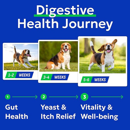 BARK&SPARK Probiotics for Dogs Digestive Health w/Enzymes - Diarrhea Gas Treatment Upset Stomach Relief - Allergy & Itchy Skin - Pet Dogs Probiotics - Digestion Supplement Treat (120Ct Chicken)