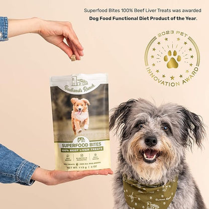 BADLANDS RANCH by Katherine Heigl – Superfood Bite Freeze-Dried Raw Beef Liver Dog Treats – High Protein Single-Ingredient Snacks for Training, Rewards & Daily Wellness
