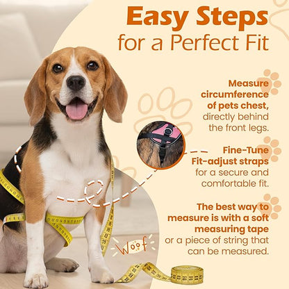 Bark Appeal Light Pink No-Pull Dog Harness for Extra Large Sized Pets – Adjustable, Reflective Vest with 3 Leash Clips for Added Control, Easy Walks & Training – XXL