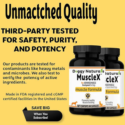 MuscleX™ Canine Muscle Formula Cats & Small Dogs with 300 mg CaHMB & Vitamin D3 - Natural Muscl Building Formula-Helps Reduce Muscle Loss Due to Normal Aging & Improves Recovery from Injury(180 Caps)