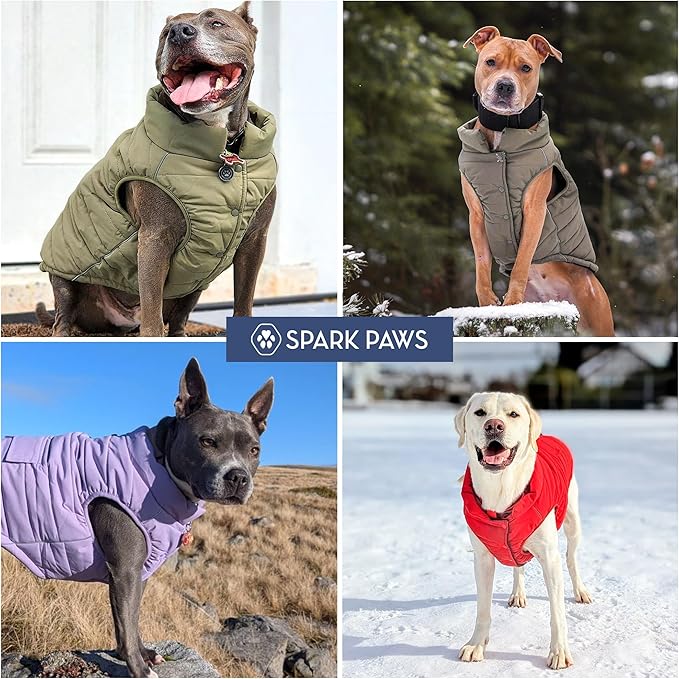 Spark Paws Dog Winter Jacket, Water-Resistant Coat, Warm Reflective Windproof Fleece-Interior, for Medium and Large Dogs - Tan - 4XL