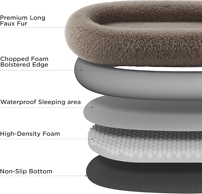 Bedsure Calming Human Dog Bed, 71" x 44" x 12" Giant Human Dog Bed for Adults People Fits Pet Families with Storage Pocket, Fluffy Faux Fur Orthopedic Pet Bean Bed, Frost Grey