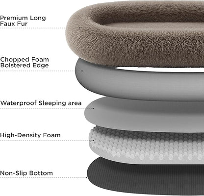 Bedsure Calming Human Dog Bed, 71" x 44" x 12" Giant Human Dog Bed for Adults People Fits Pet Families with Storage Pocket, Fluffy Faux Fur Orthopedic Pet Bean Bed, Camel
