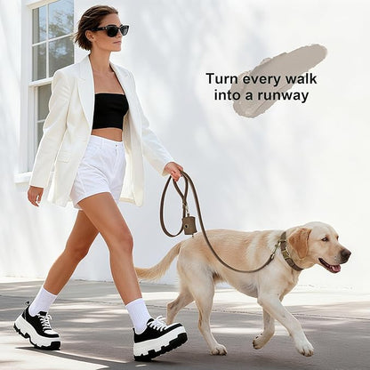 Didog Soft PU Leather Dog Collar, Stylish Quick Released Dog Collar for Large Dogs, Easy Clean Adjustable Pet Collar for Daily Walking, Brown, L Fit 15-23" Neck